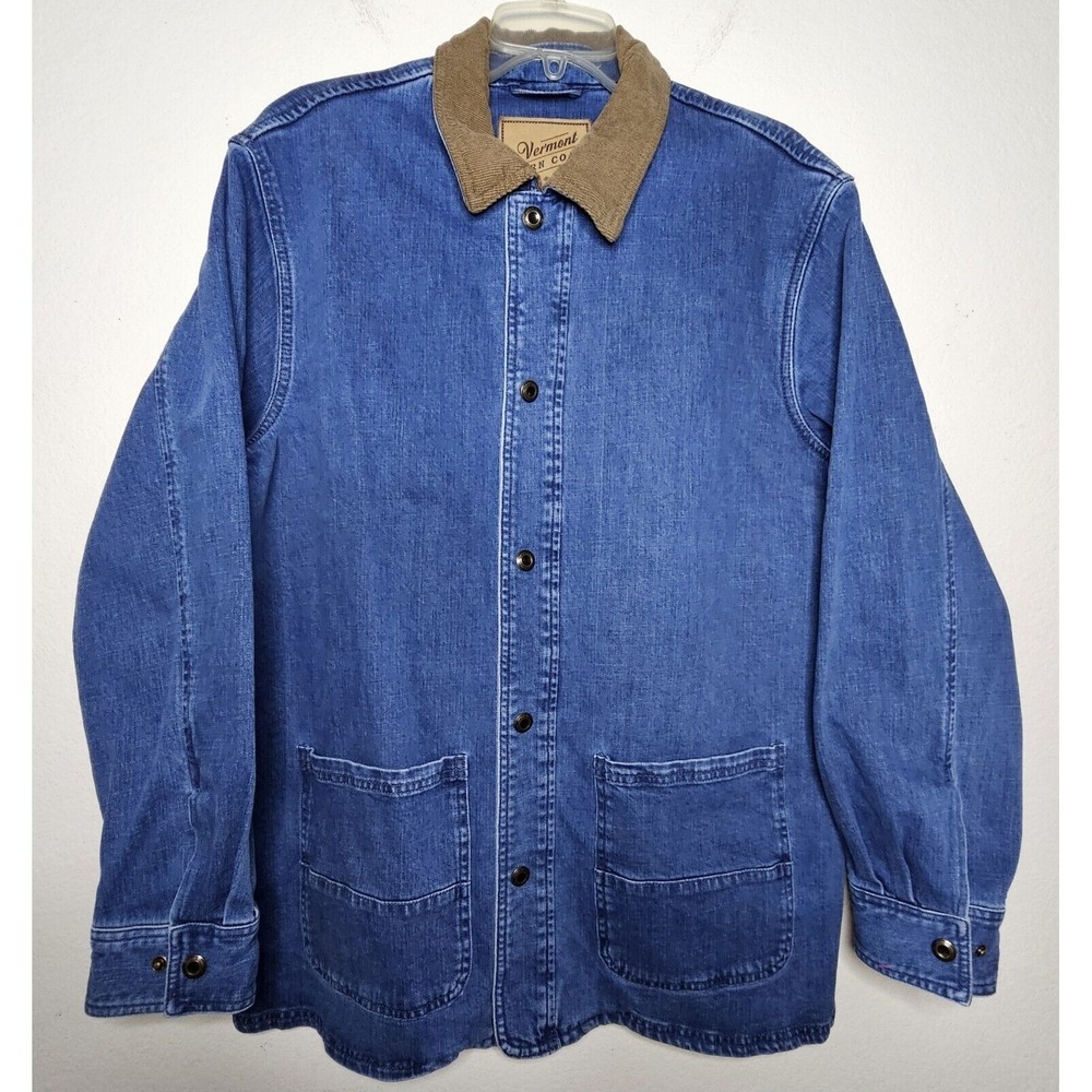 The Vermont Barn Coat Denim Corduroy‎ Collar Womens Sz Large Outdoorsy Farm